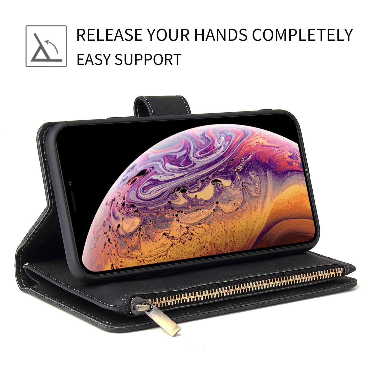 Premium Leather Wallet Case For iPhone 16 15 14 13 12 11 17 Pro Max Plus Magnetic Flip Cover
