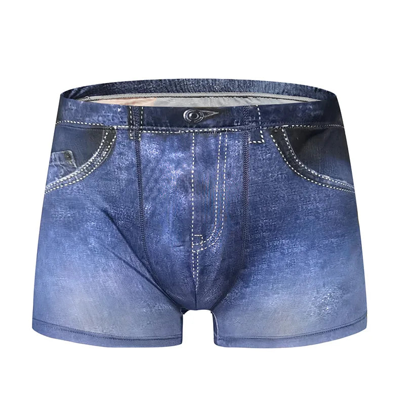 Men's 3D Print Denim Boxer Shorts