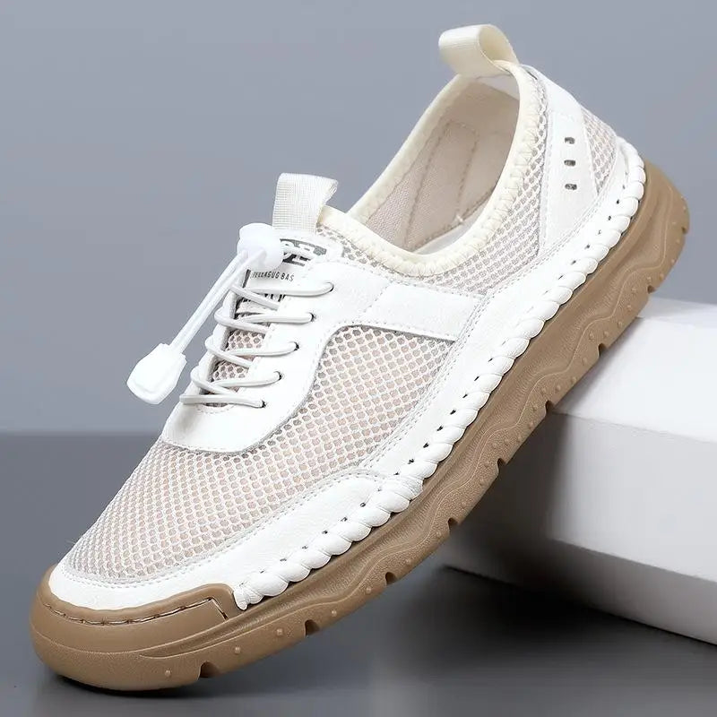 Breathable Mesh Casual Shoes for Men in Black White Brown