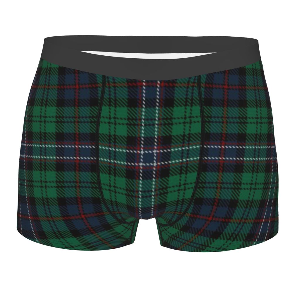 Black Watch Tartan Boxer Shorts for Men in Lycra and Polyester