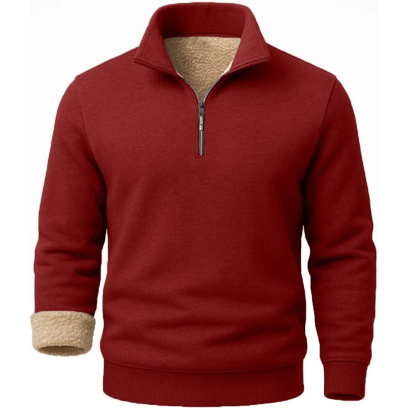 Men's Thick Pullover Sherpa T-Shirt with Zipper Closure