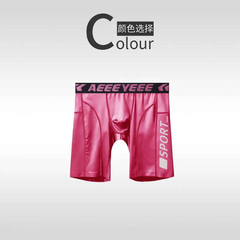 Men's Long Boxer Shorts Quick-dry U Pouch Fitness Underwear