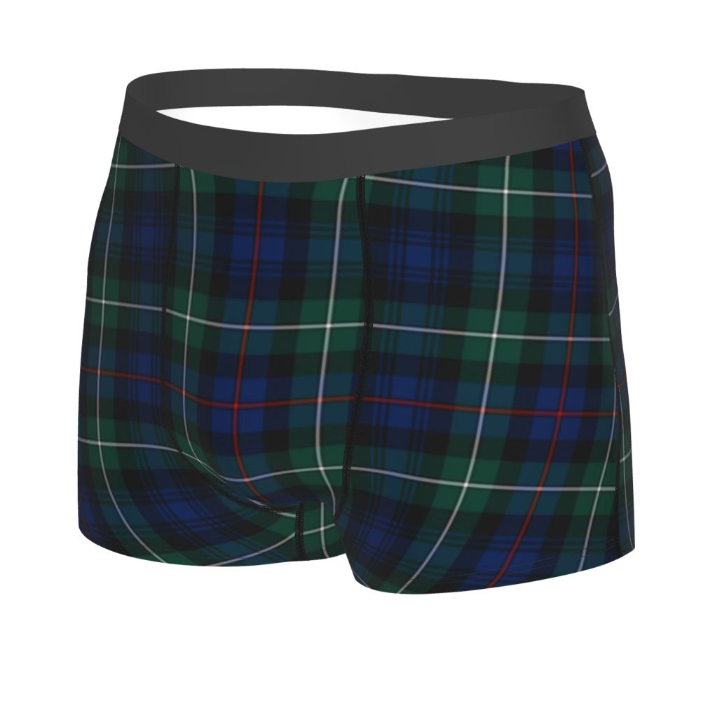 Black Watch Tartan Boxer Shorts for Men in Lycra and Polyester