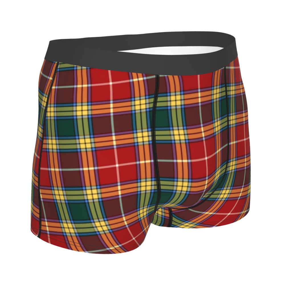 Black Watch Tartan Boxer Shorts for Men in Lycra and Polyester