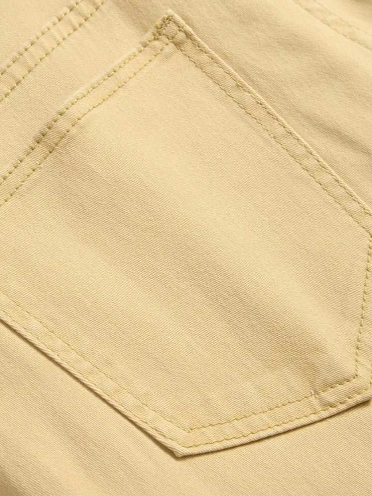 Men's Khaki Skinny Jeans Casual Denim Pants