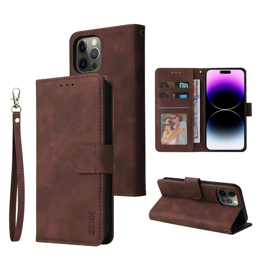 Brand ZZXX Leather Wallet Phone Case For iPhone 16e 16 Pro Max  Plus Flip Card