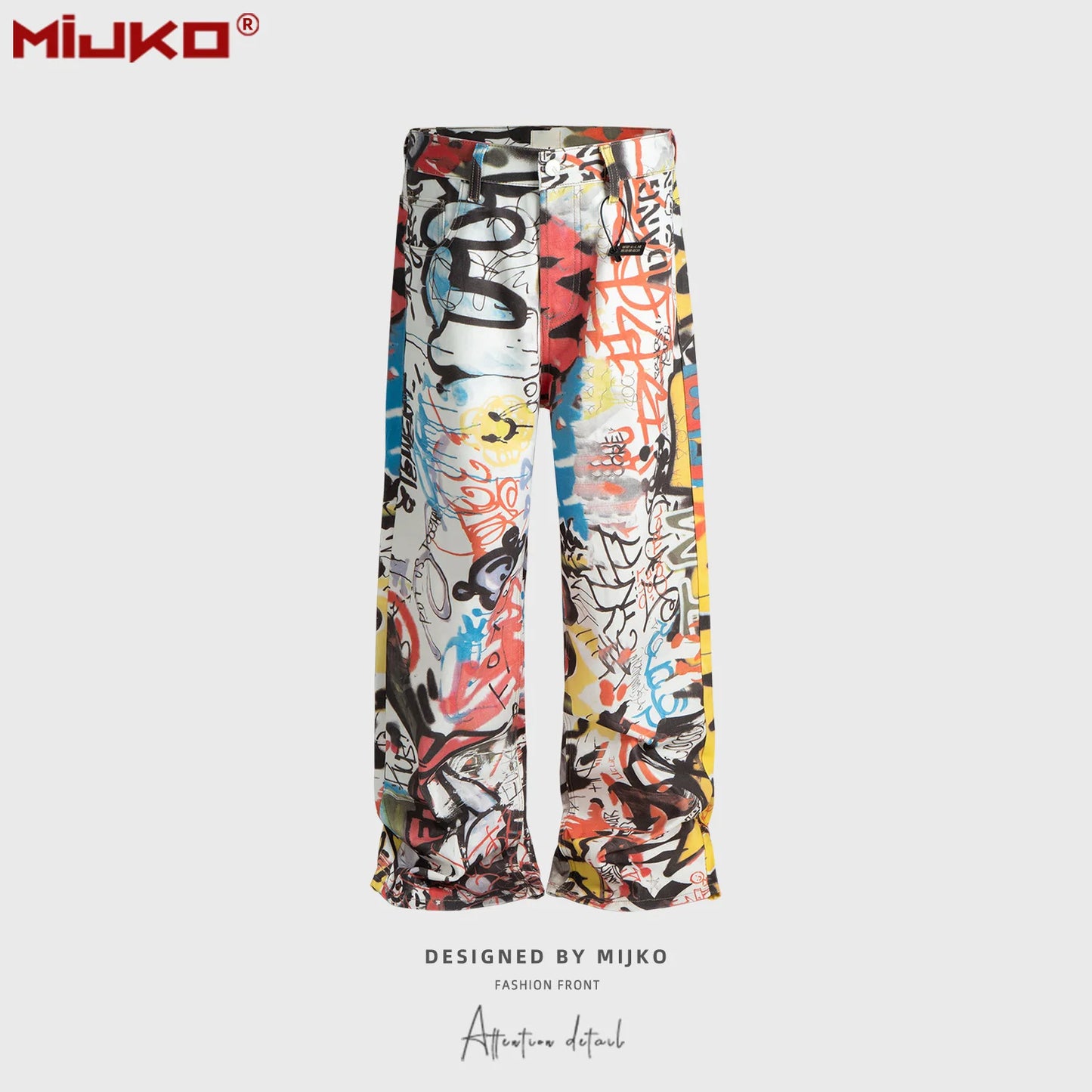 MIJKO Cotton Wide-legged Boyfriend Jeans for Men
