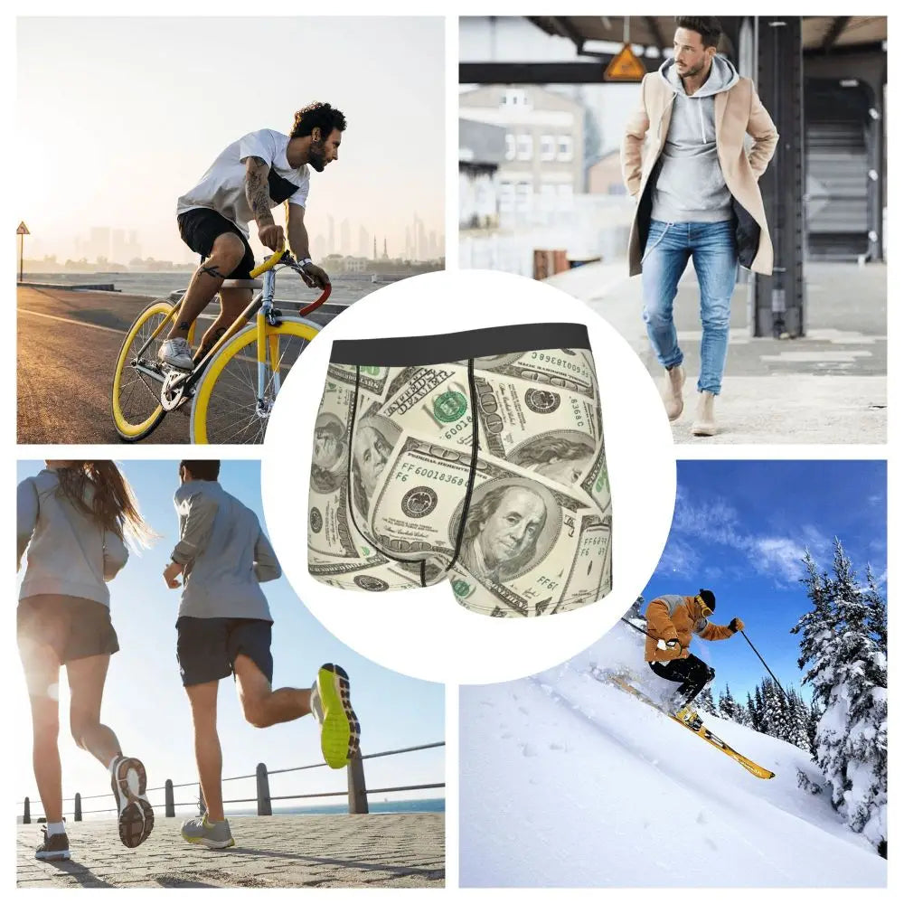 Money Print Boxer Briefs for Men