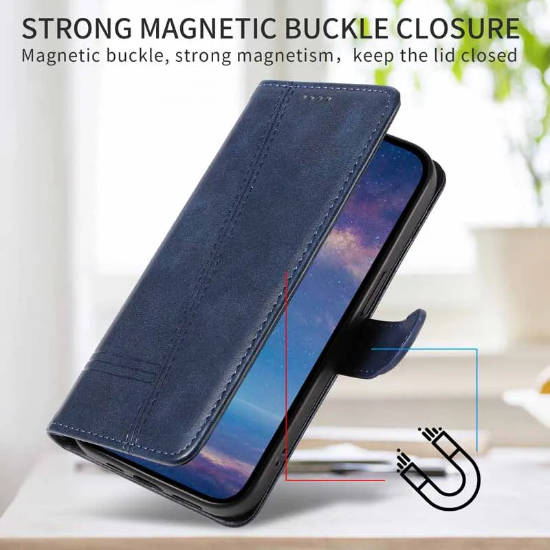 Tsimak Leather Case For Motorola Moto G13 Flip Wallet Phone Cover