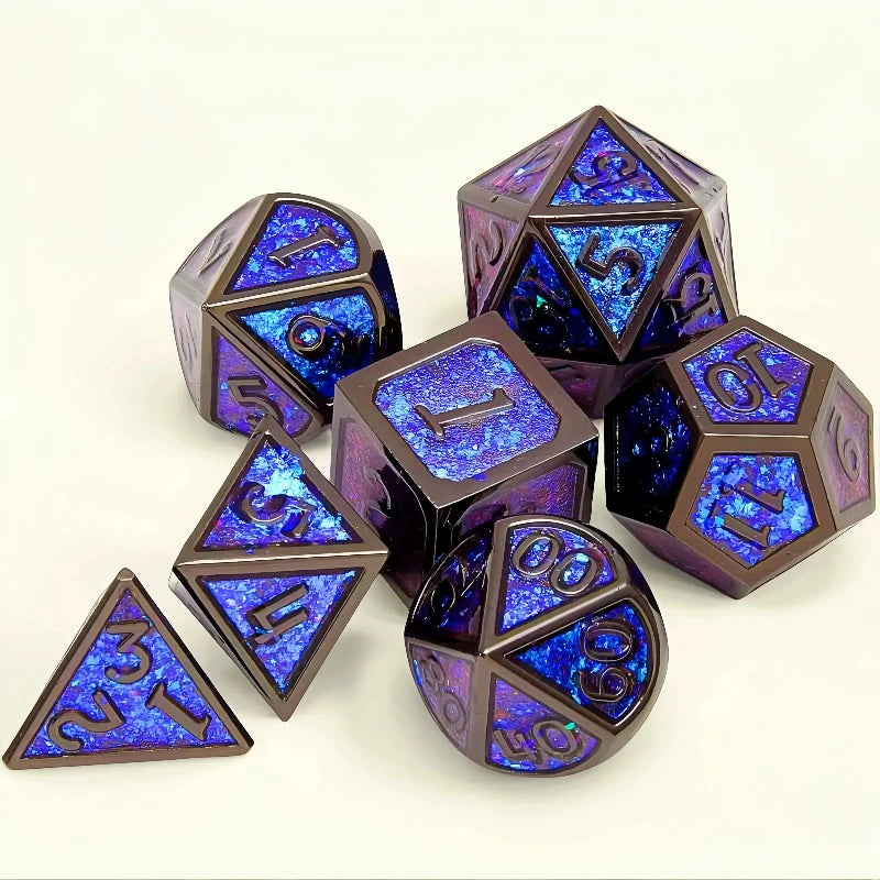 DND Metal Dice Set for Dungeons & Dragons, 5e, RPG Board Game, Tabletop Role Playing,7 Pcs