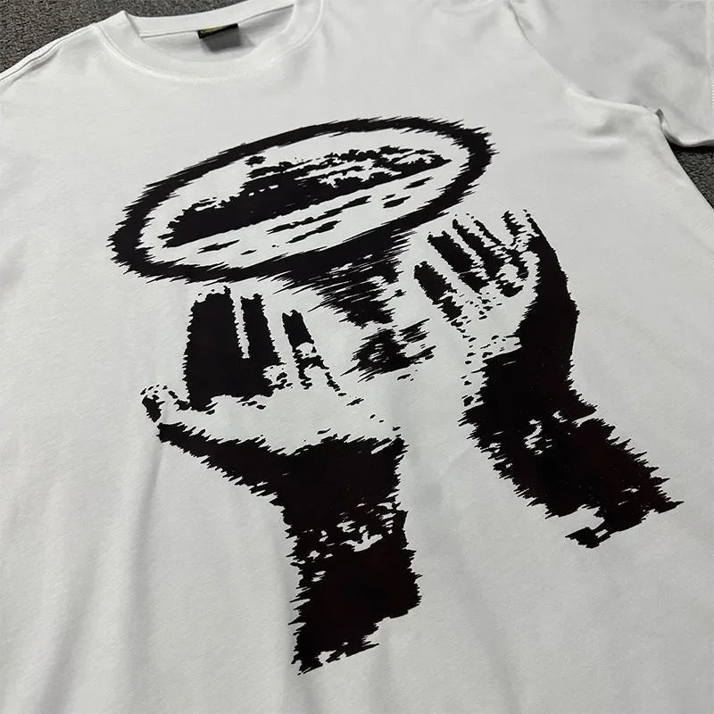Men's printed T-shirt street fashion clothing avant-garde style retro oversized design men's and women's comfortable top