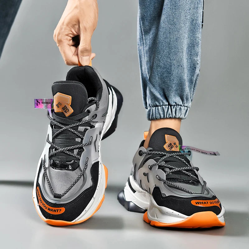 Men's Casual Lace-Up Sneakers with Breathable Air Mesh