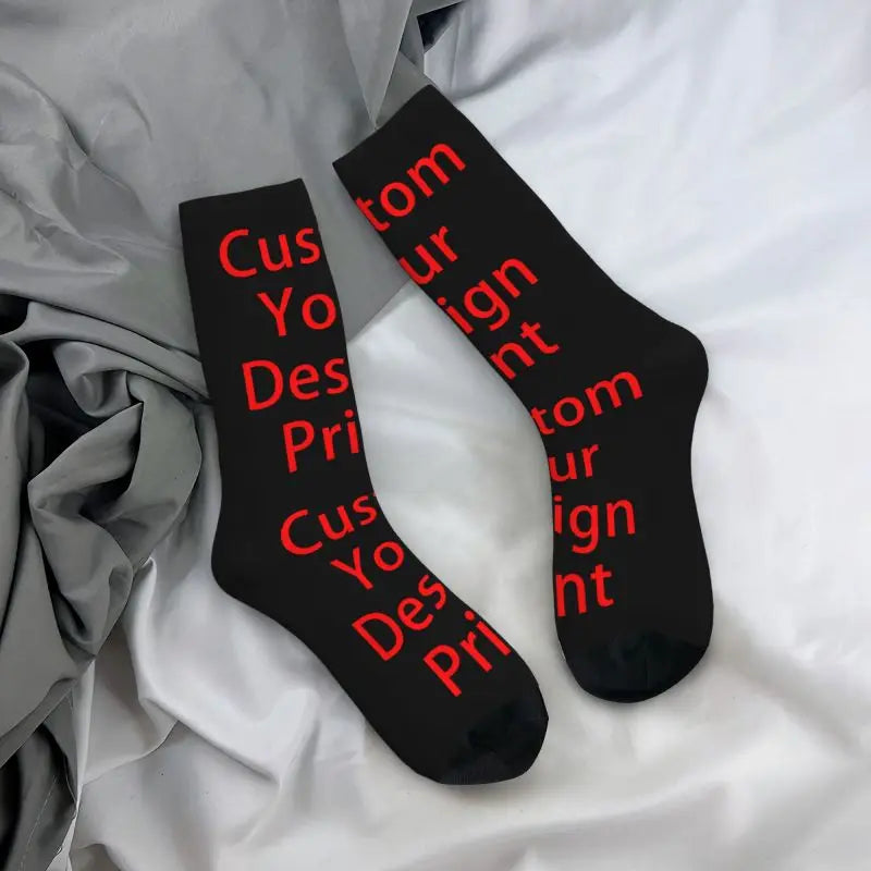 Custom Your Design Socks Women Men Warm 3D Printing Customized Logo Printed Football Sports Socks