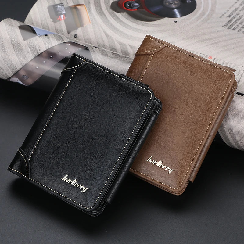 New PU Leather Men Wallets High Quality Zipper Vintage Coin Holder Men