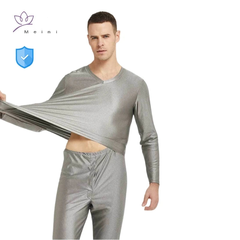Real electromagnetic radiation protective 100% silver fiber knitted fabric long underwear EMR