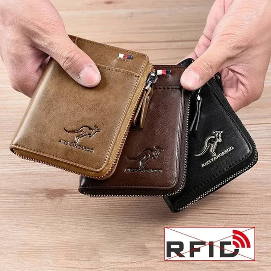 Luxury Wallets for Men RFID Protection Wallet with Zipper