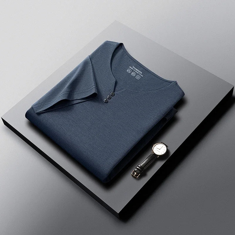 Mens Short Sleeve Henley Neck T Shirts Summer Casual Soft Breathable Lightweight Tops for Men for Work Daily Wear Streetwear
