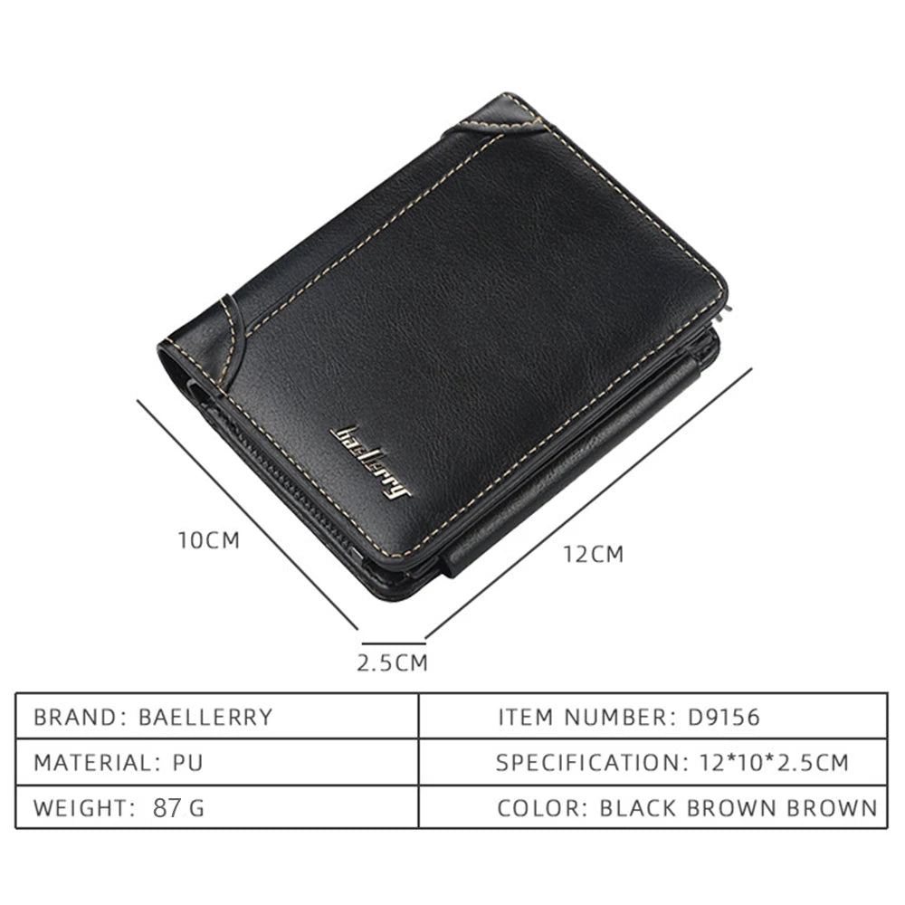 New PU Leather Men Wallets High Quality Zipper Vintage Coin Holder Men