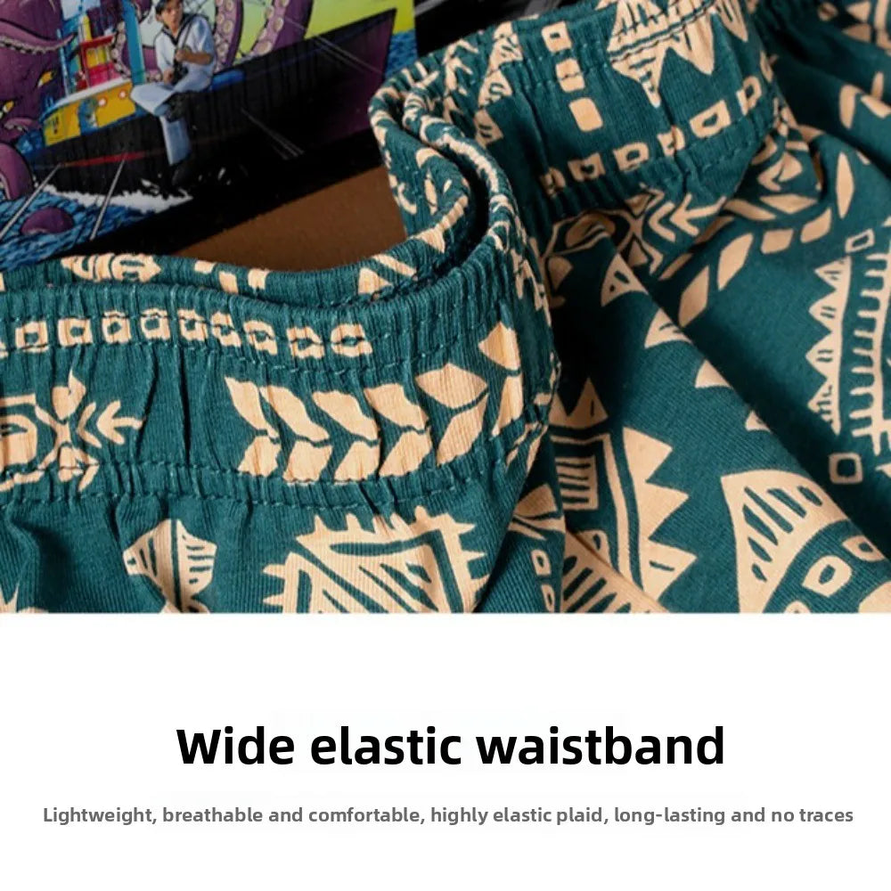 Men's Cotton Boxer Briefs Ethnic Print Plus Size