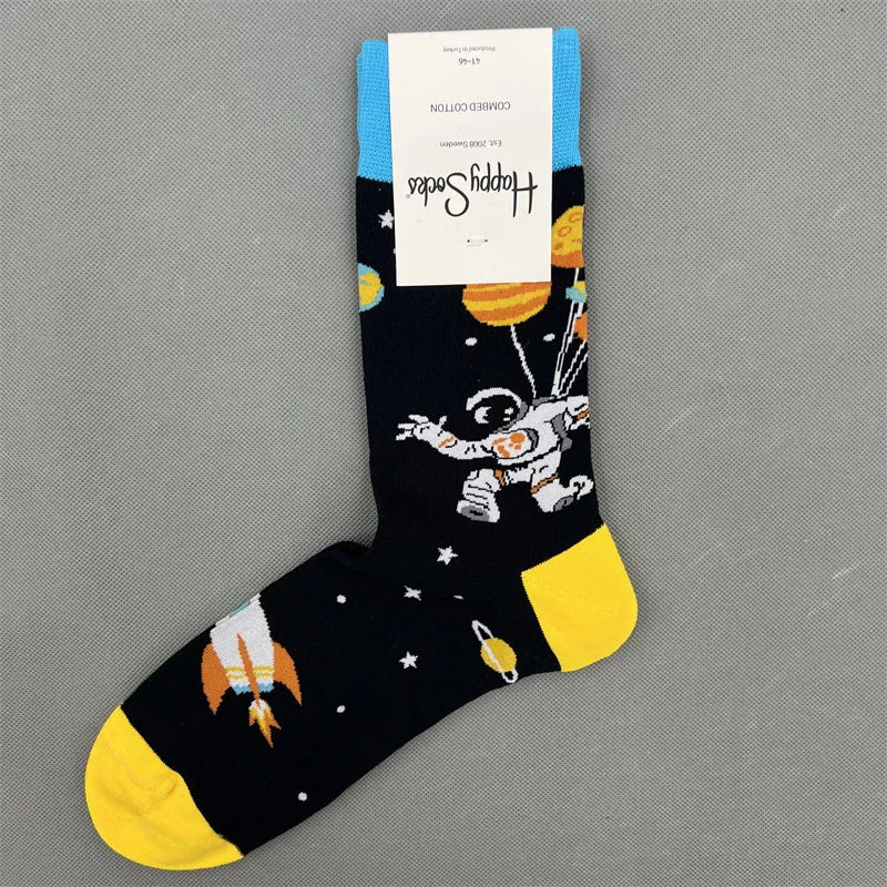 Men's Graphic Print Fun Happy Socks Casual Crew Dress Socks 41-46