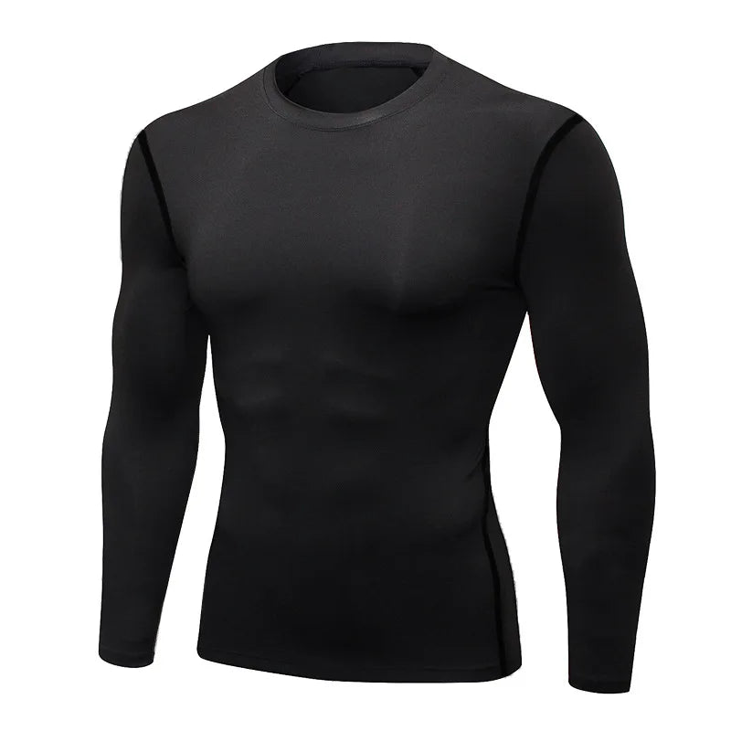 1pcs Men's Long-sleeved Thermal Male Thin Tight Fitting Elastic Fitness Tops