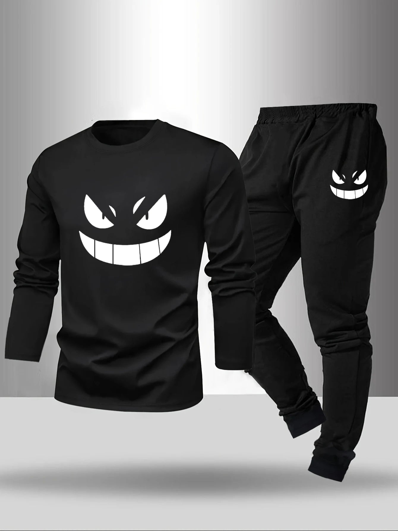 Men's Polyester Pajama Set for All Seasons