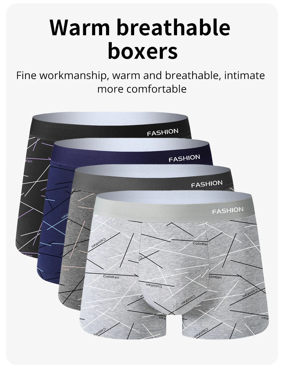 Men's Boxer Shorts, 4pcs Soft Polyester Elastane Set