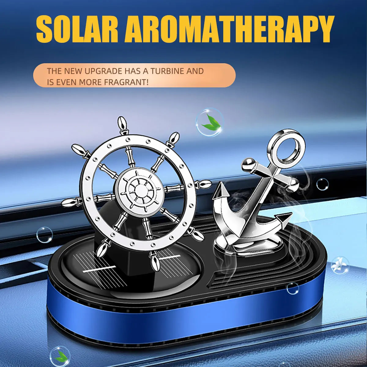 Anchor Car Air Freshener Solar Rotating Diffuser Red Blue Black