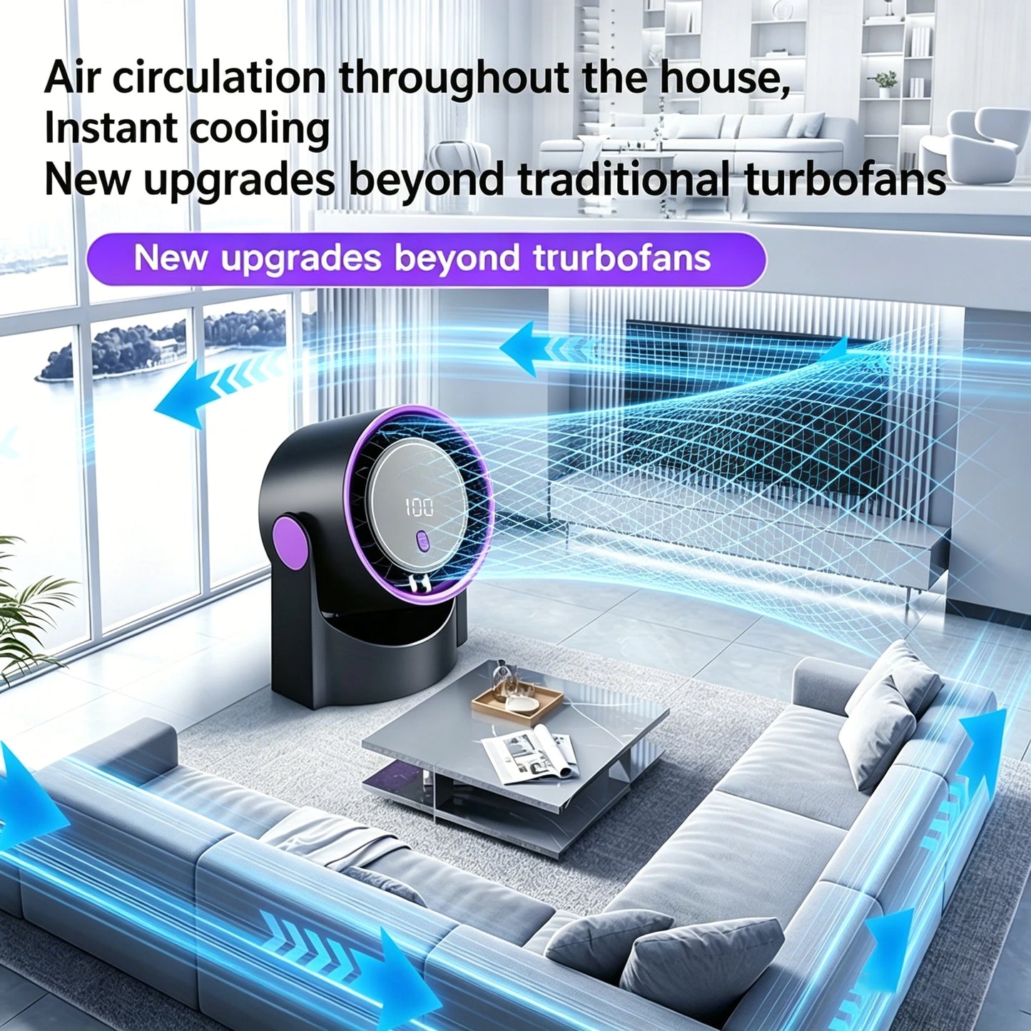 Portable Air Circulator Fan 1200mAh Rechargeable Desktop Fan