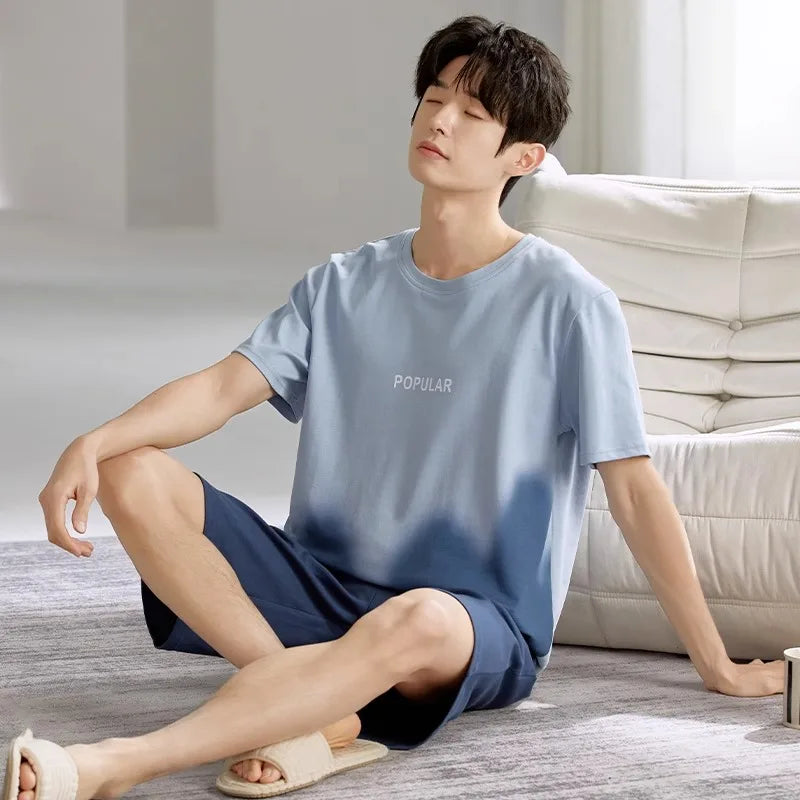 Summer Cotton Pyjamas Casual Pajamas Sleep Tops Shorts For Men Lovely Panda Print Pajama Sets Comfortable Cool Sleepwear 2022