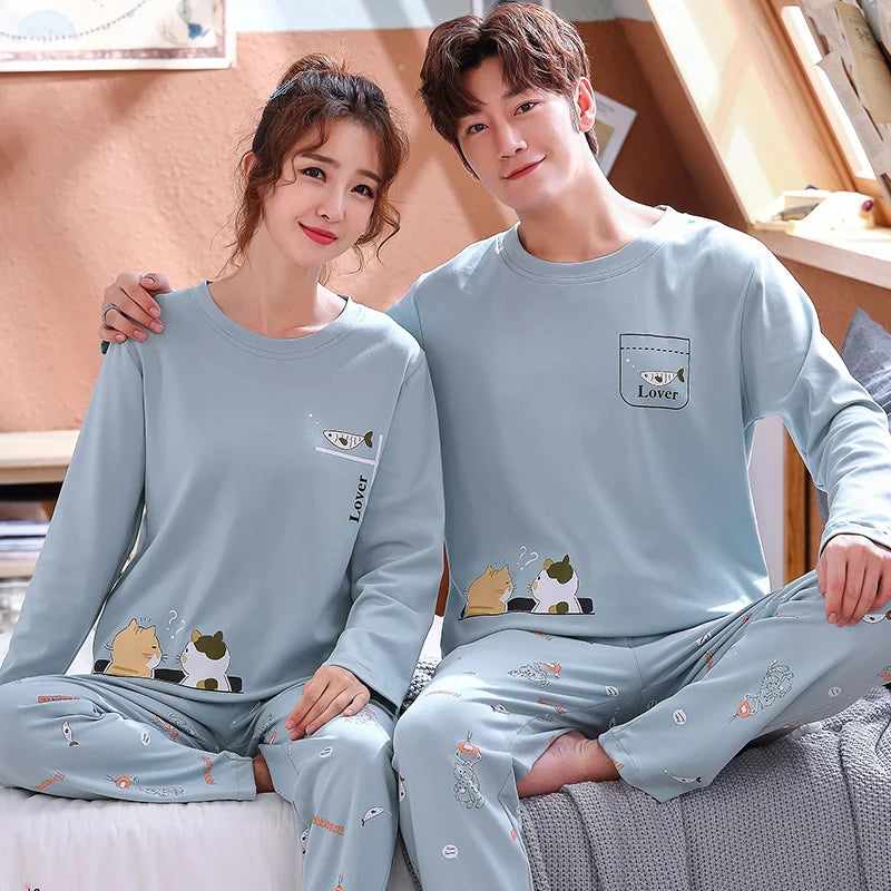 Cotton Korean Men Pajama Set Sleepwear
