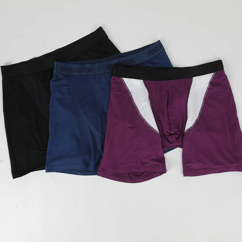 Men's Breathable Mesh Boxer Shorts in Black and Gray