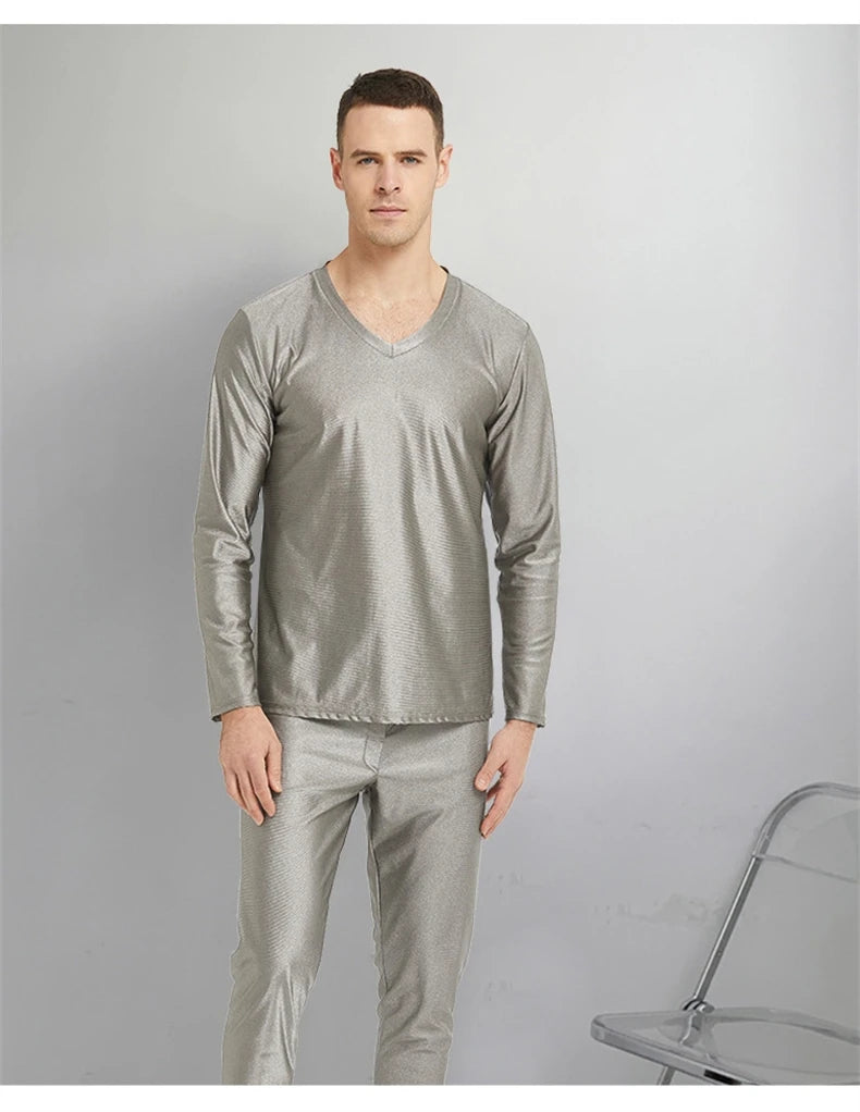 Real electromagnetic radiation protective 100% silver fiber knitted fabric long underwear EMR