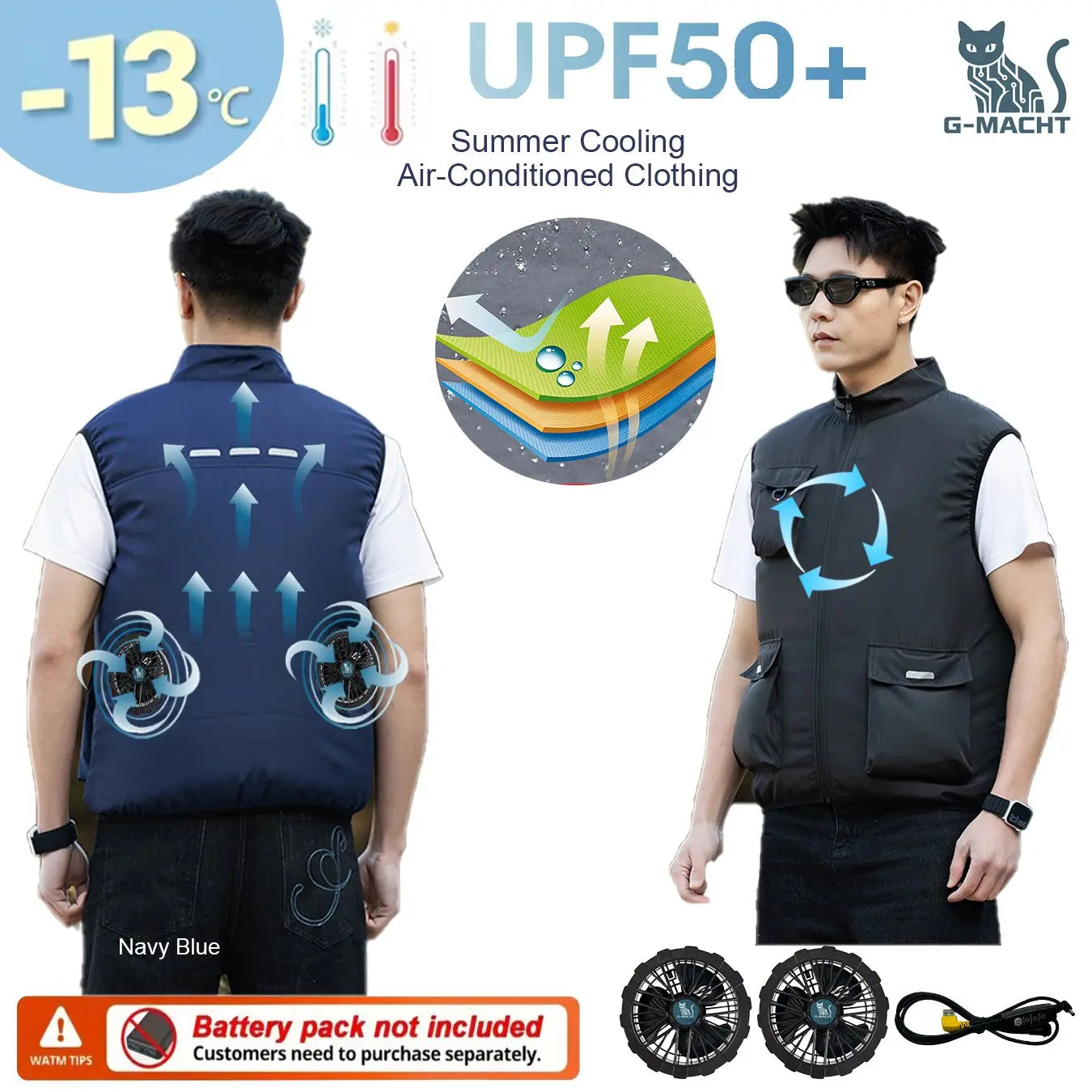 G-MACHT Cooling Vest Wearable Fan Breathable Summer Workwear