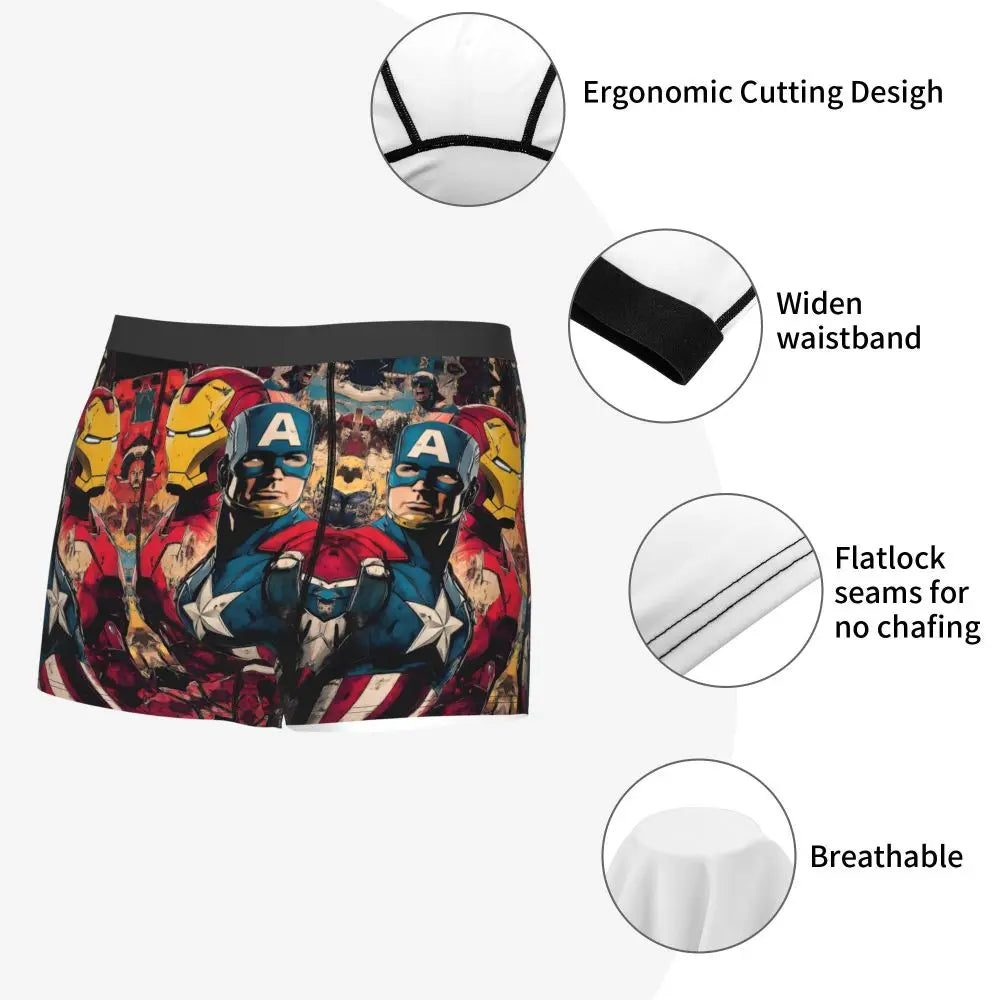 Captain America Comics Design Boxer Shorts for Men by MINISO