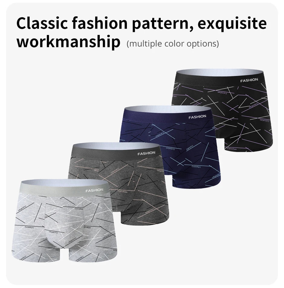 Men's Boxer Shorts, 4pcs Soft Polyester Elastane Set