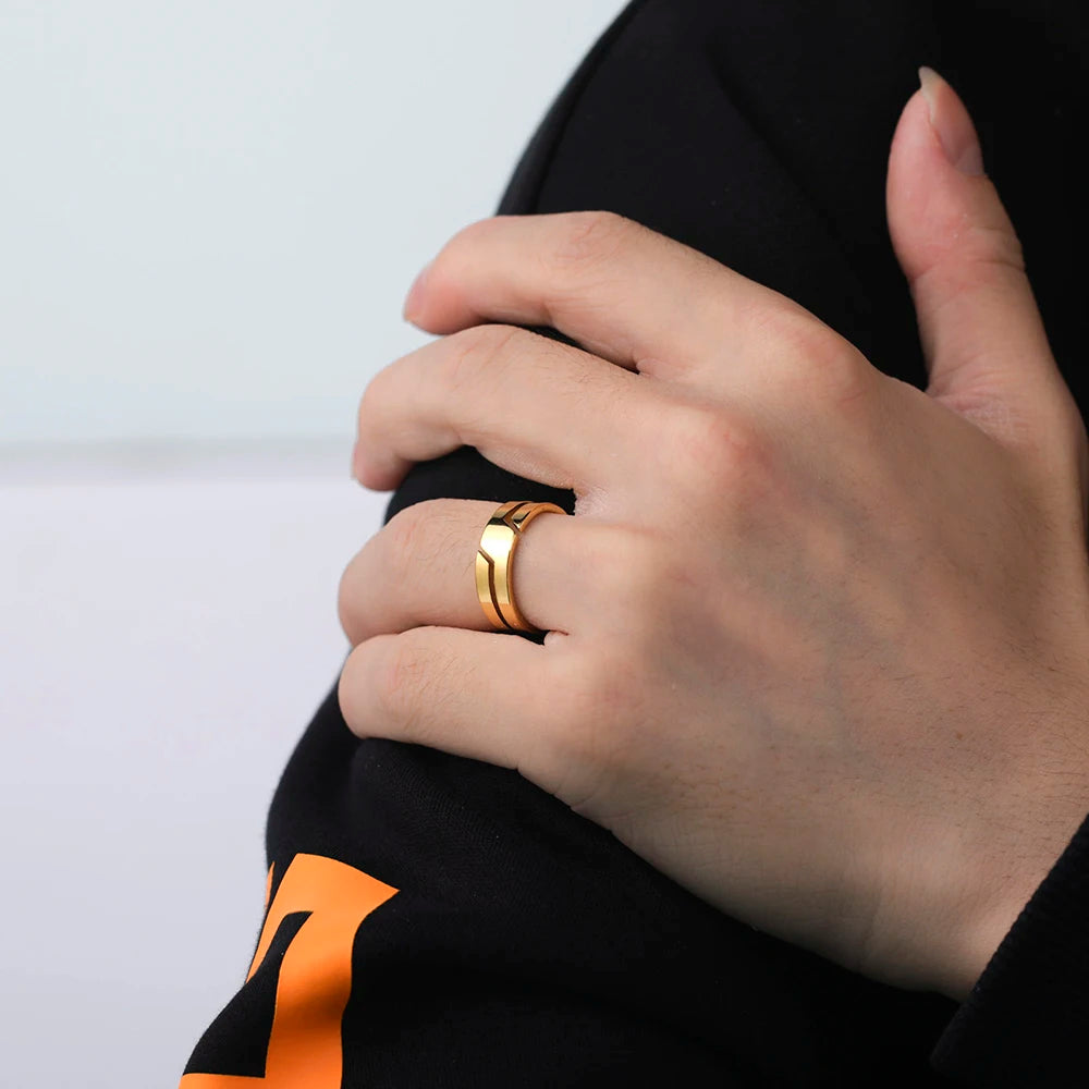 skyrim Stainless Steel Ring for Men + Women Black Minimalist Casual Ring