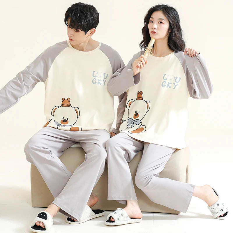 Cotton Korean Men Pajama Set Sleepwear