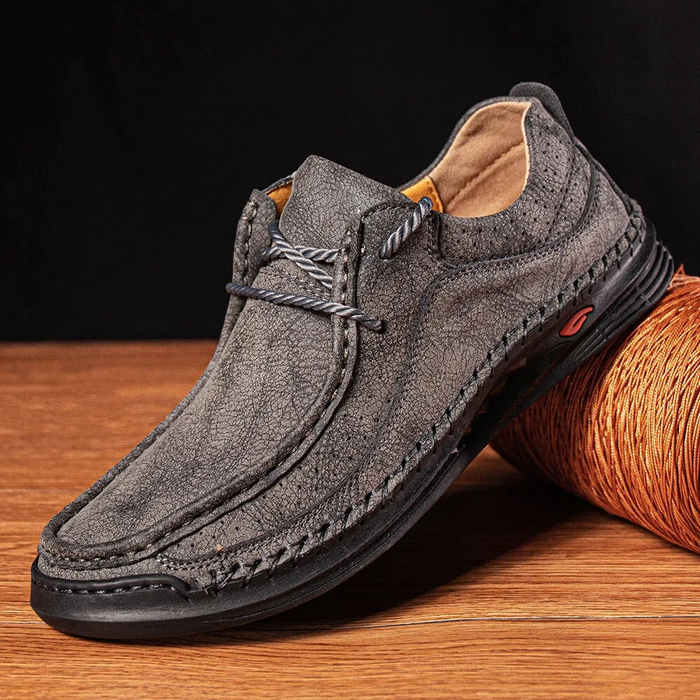Men's Handmade Leather Casual Sneakers with Comfort Design