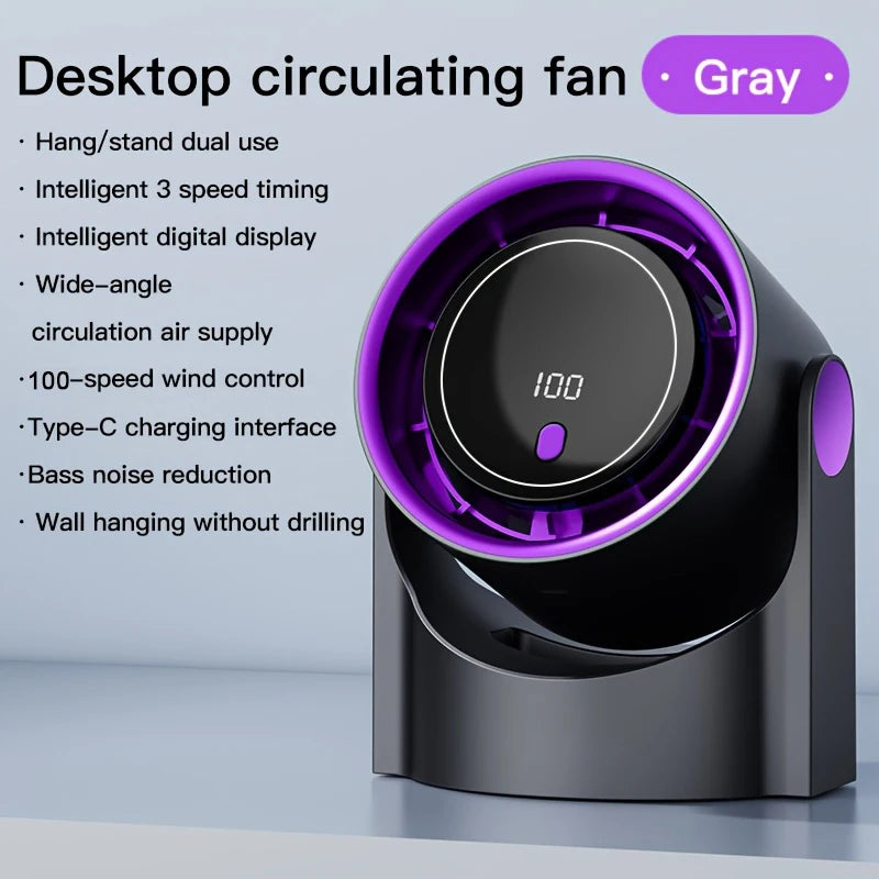 Portable Air Circulator Fan 1200mAh Rechargeable Desktop Fan