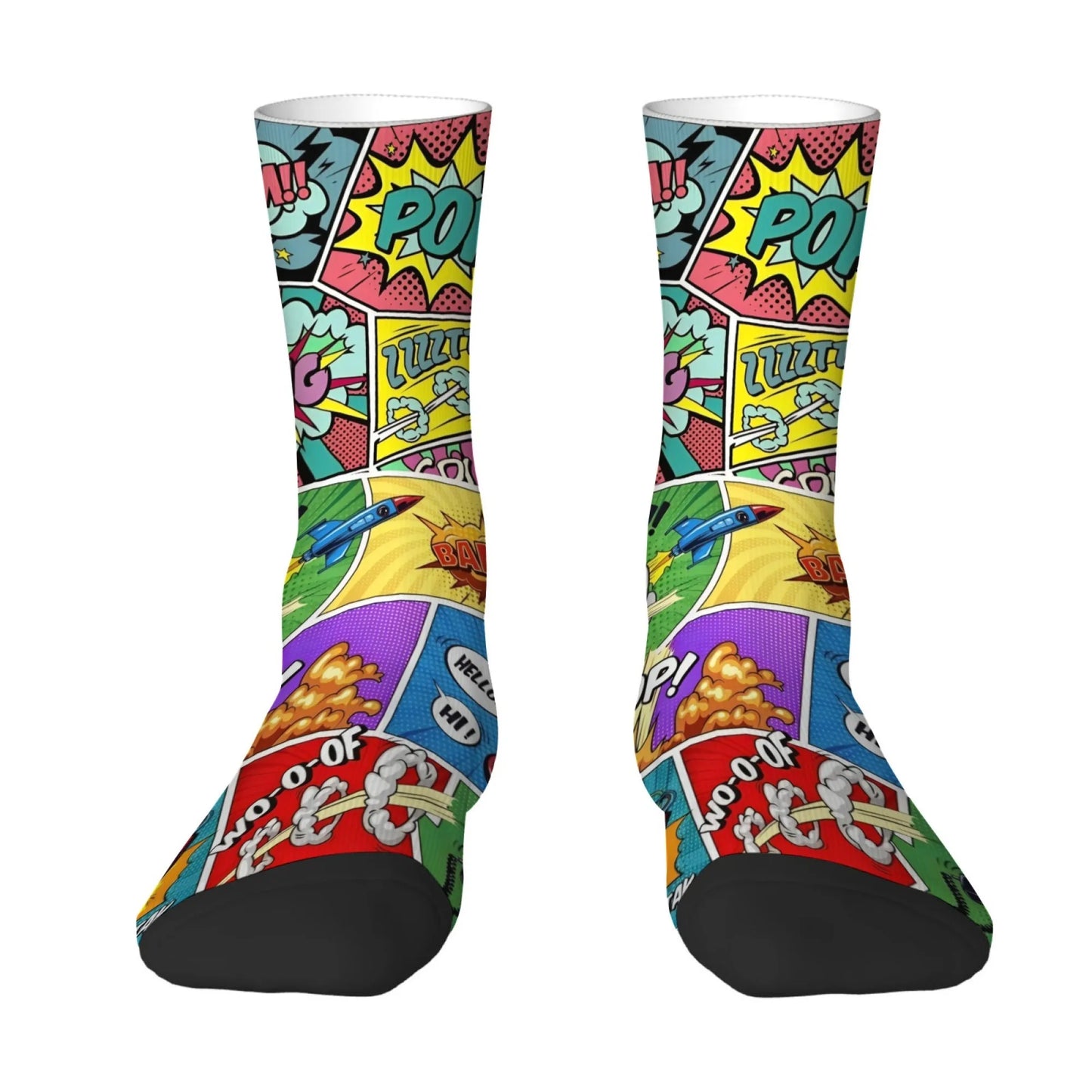 Cartoon Pop Art Print Men's Socks Comfortable and Breathable Socks Quirky and Stylish Street Parties Socks Happy Funny Gifts