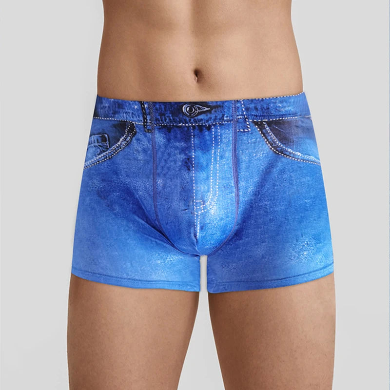 Men's 3D Print Denim Boxer Shorts