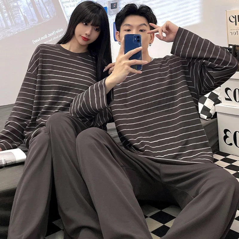 Cotton Korean Men Pajama Set Sleepwear