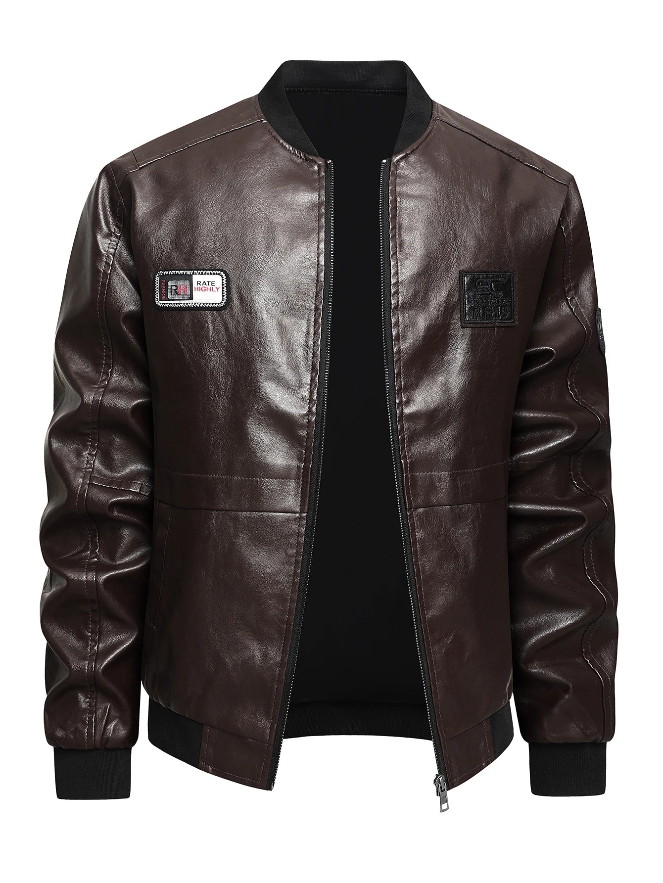 Men's Bomber Jacket Casual Long Sleeve Zip-Up Collar with Pockets Outerwear