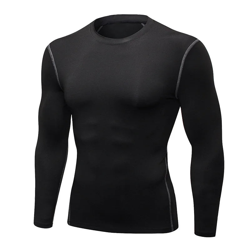 1pcs Men's Long-sleeved Thermal Male Thin Tight Fitting Elastic Fitness Tops