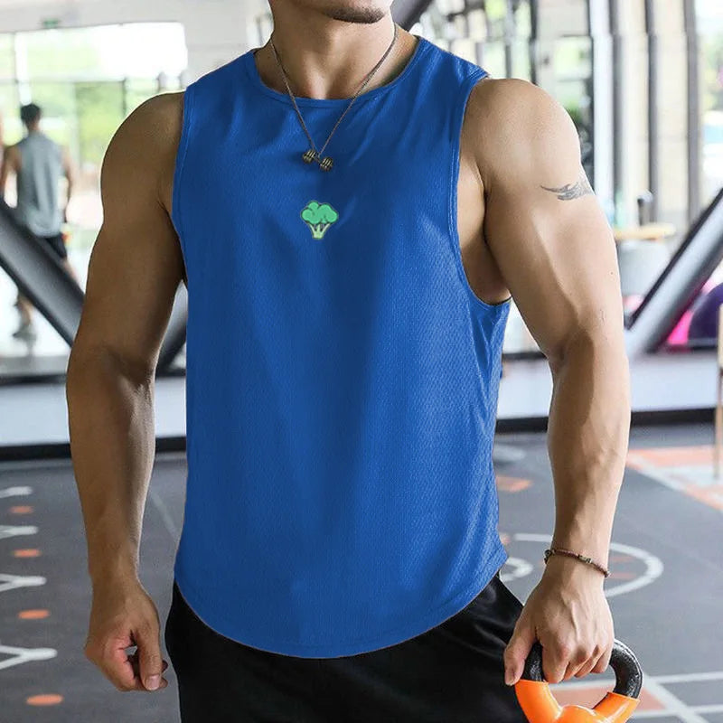 Mens fitness gyms Tank top Summer Men's Trendy Brand Running Training Quick Dry Sports Sleeveless Vest Basketball T-Shirt Vest