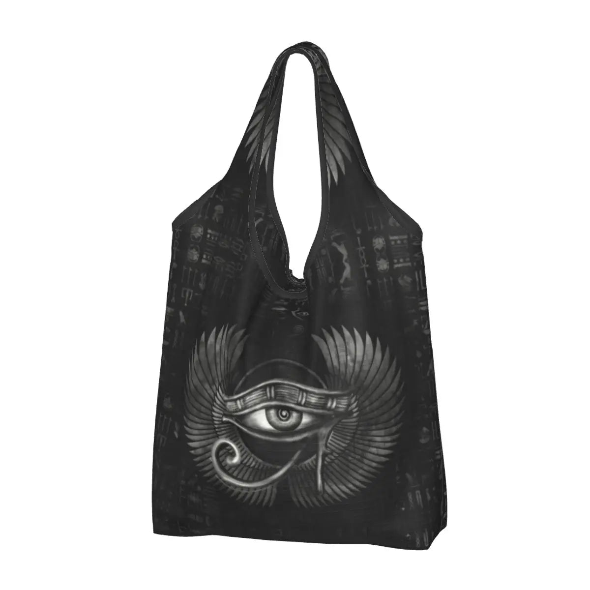 Egyptian Eye Of Horus Grocery Shopping Bags Custom Shopper Tote Shoulder Bag Portable Ancient Egypt Hieroglyphics Handbag