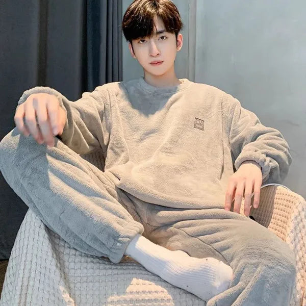 Sleepwear Pajamas for Men Winter Couple for Sleeping Warm Coral Fleece Set Spring Autumn Fleece Plus-size Youth Home Wear