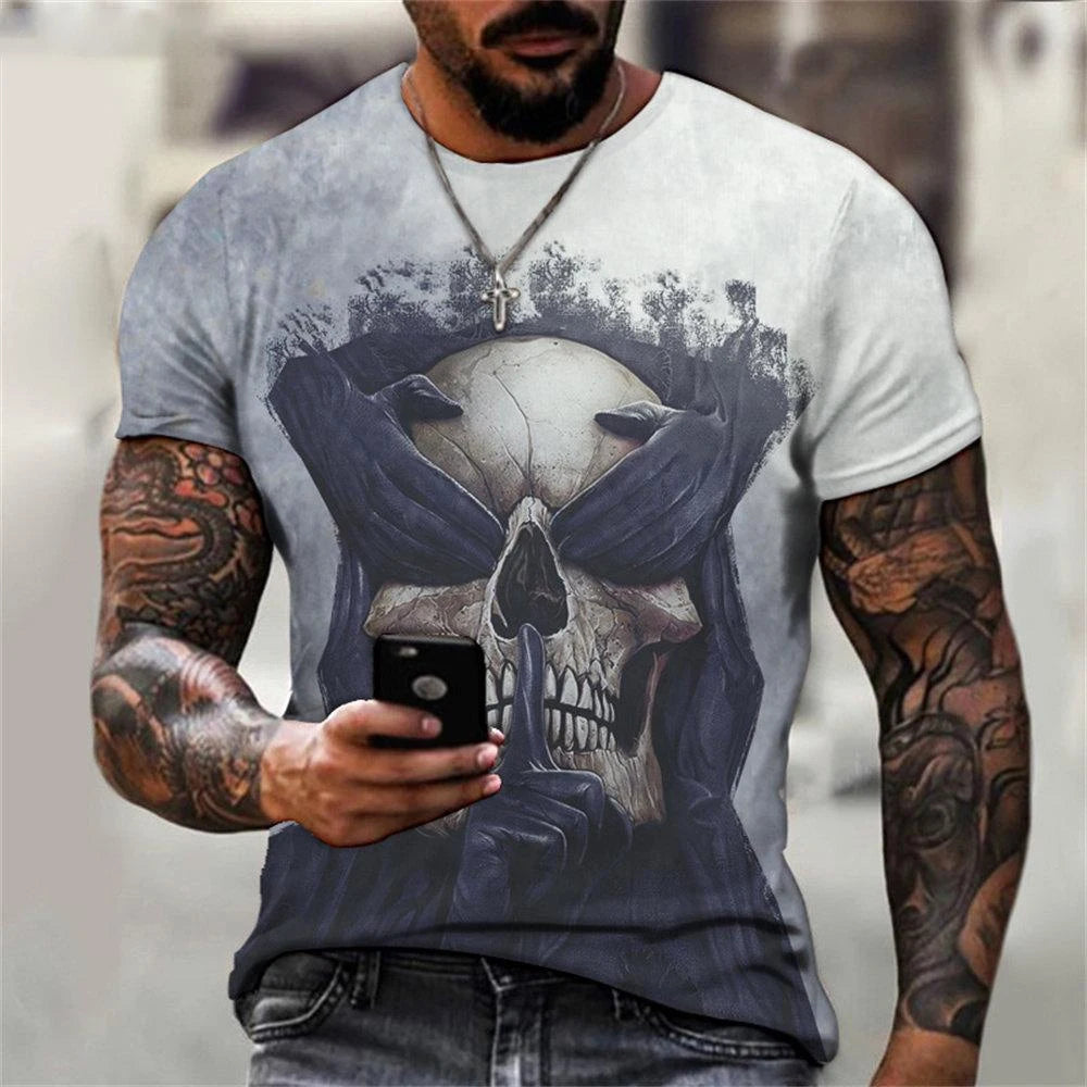 3D Printed Skull T-Shirt for Men Casual Summer Wear