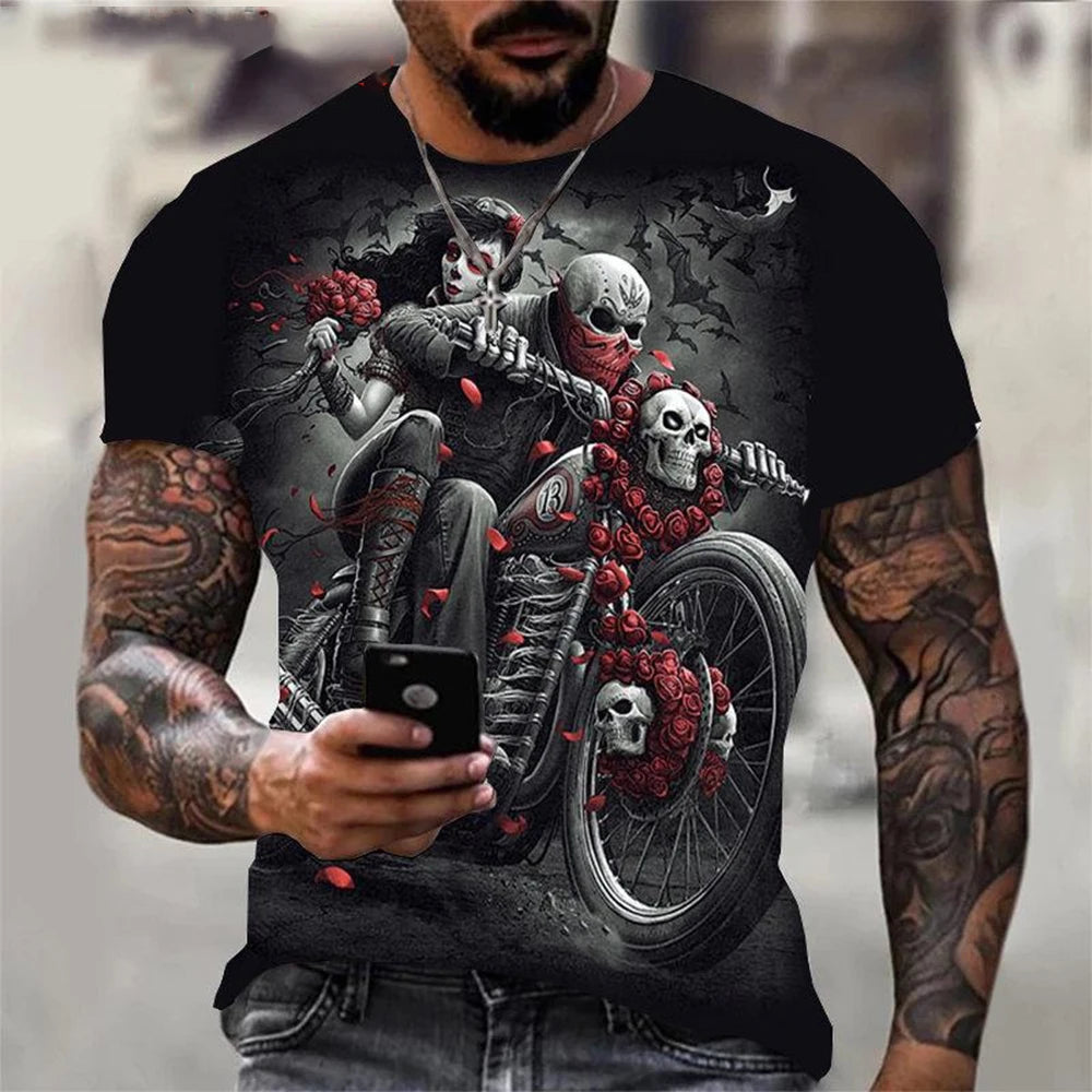 3D Printed Skull T-Shirt for Men Casual Summer Wear
